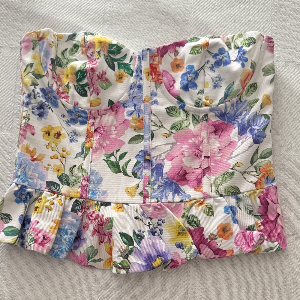 Olivaceous Multicolor Floral Crop Top